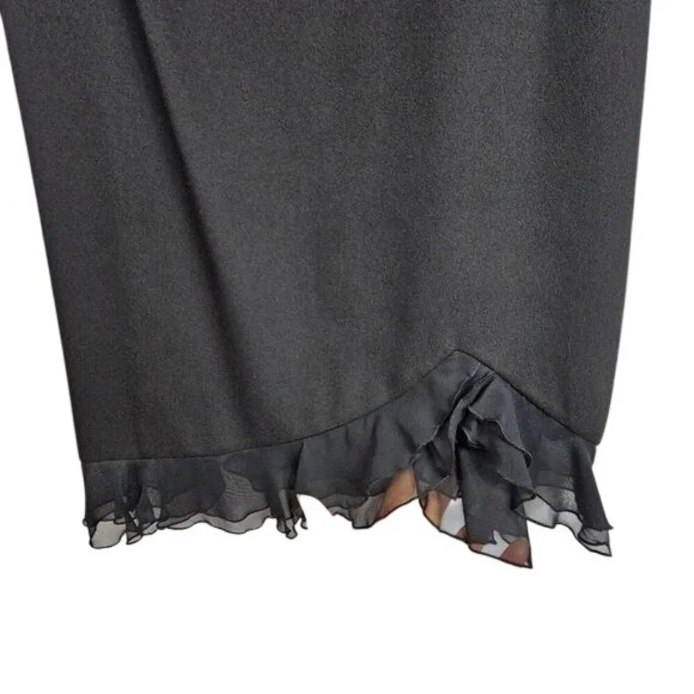 Talbots Ruffle Hem Midi Shift Dress 16P Black Sleeveless Whimsigoth LBD Formal‎